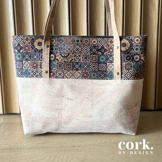 Guida Cork Tote Bag - Azulejo