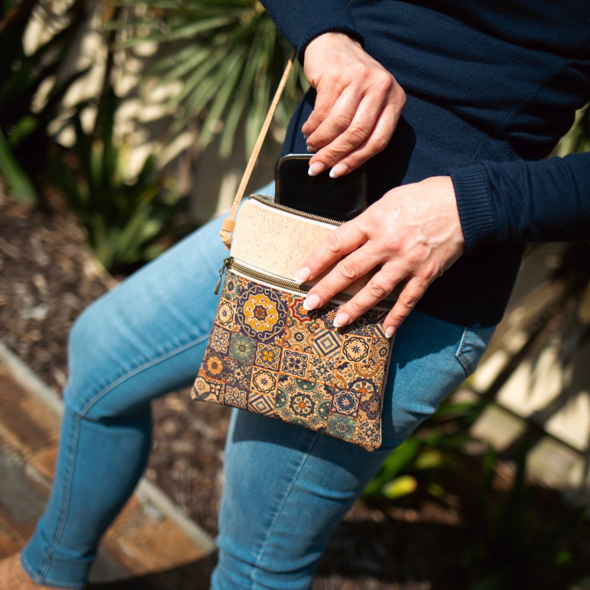 Sabrina Cork Crossbody Bag - Azulejo