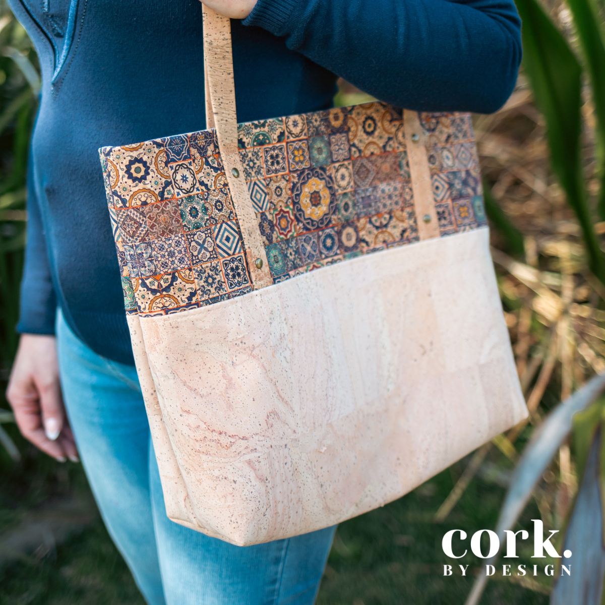 Guida Cork Tote Bag - Azulejo